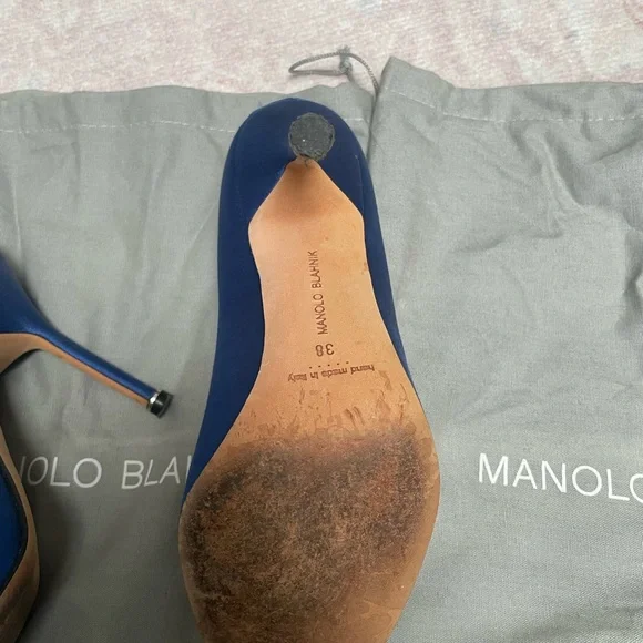 Manolo Blahnik Royal Blue Hangisi 70mm heel - Picture 8 of 9